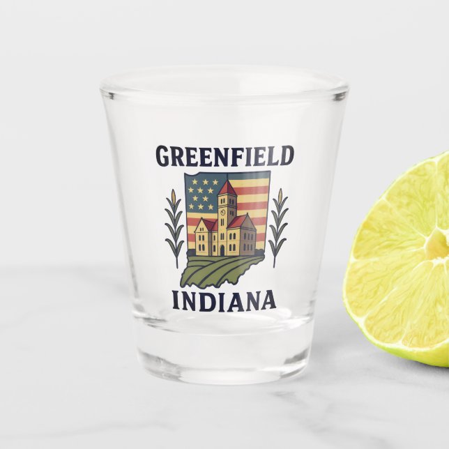 Vaso De Chupito Bandera estadounidense Greenfield Indiana (Anverso)