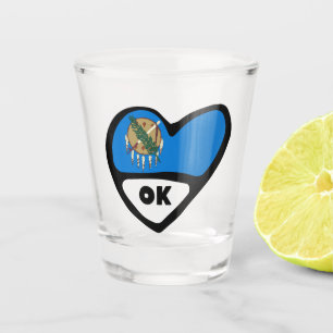 Vaso De Chupito Bandera Estatal De Oklahoma En El Corazón, Vidrio 