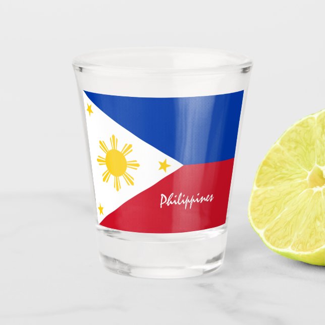 Vaso De Chupito Bandera filipina y patriota de Filipinas  (Anverso)