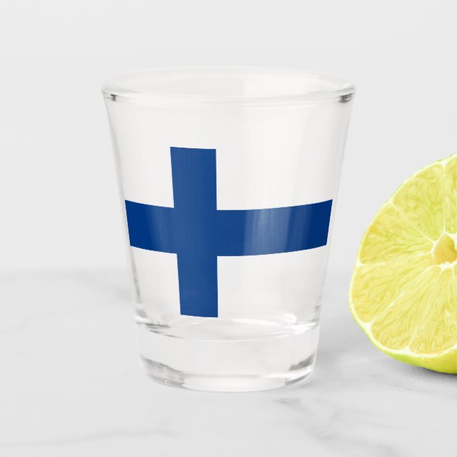 Vaso De Chupito Bandera finlandesa (Finlandia) (Anverso)