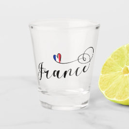 Vaso De Chupito Bandera francesa en un corazón, Francia