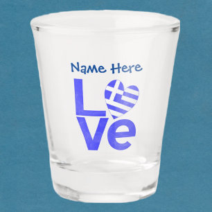 Vaso De Chupito Bandera griega del amor en azul personalizada 