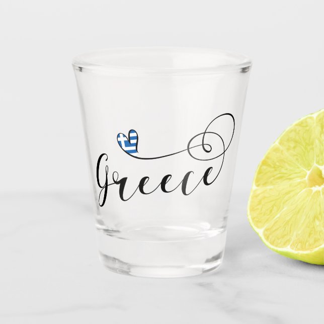 Vaso De Chupito Bandera griega en el corazón, Grecia (Anverso)