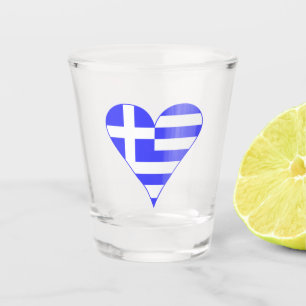 Vaso De Chupito Bandera griega en forma de corazón funky