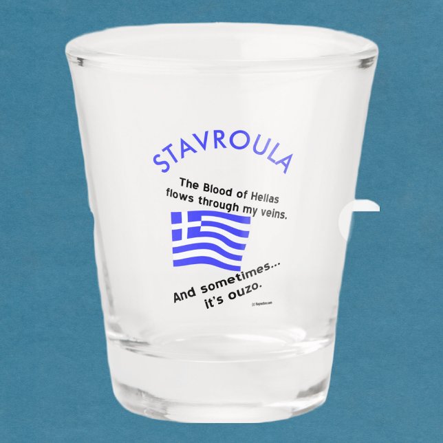 Vaso De Chupito Bandera griega Hellas Blood y Ouzo and Name (Subido por el creador)