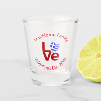 Vaso De Chupito Bandera Griega Letras Rojas AMOR Personalizado