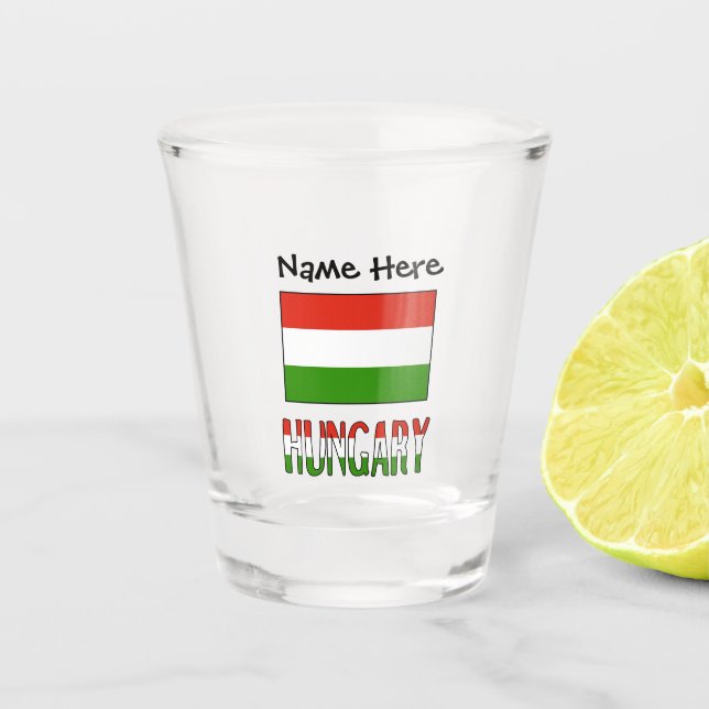 Vaso De Chupito Bandera húngara y húngara con tu nombre Gla dispar (Anverso)