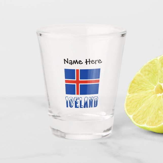 Vaso De Chupito Bandera islandesa con tu nombre Gla caliente (Anverso)