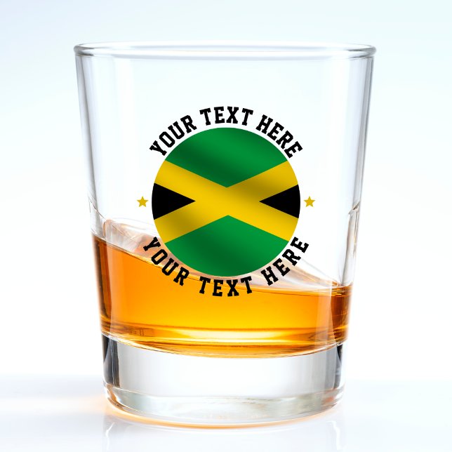 Vaso De Chupito Bandera jamaiquina de texto redondo de Jamaica (jamaica jamaican flag shot glass)