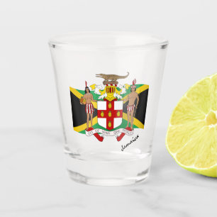 Vaso De Chupito Bandera jamaiquina y escudo de armas de Jamaica / 