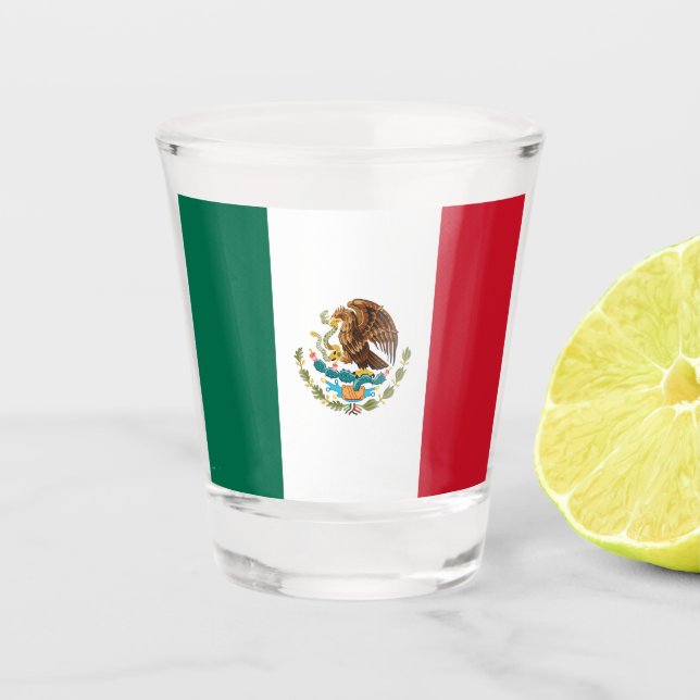 Vaso De Chupito Bandera mexicana patriótica (Anverso)