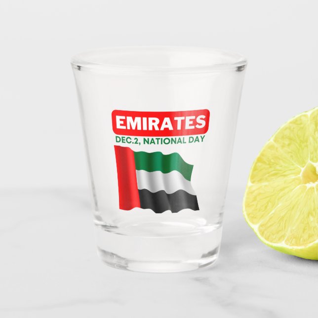Vaso De Chupito Bandera Patriótica de los Emiratos Árabes Unidos (Anverso)