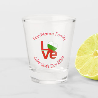 Vaso De Chupito Bandera Personalizada Bulgarian Rojo LOVE