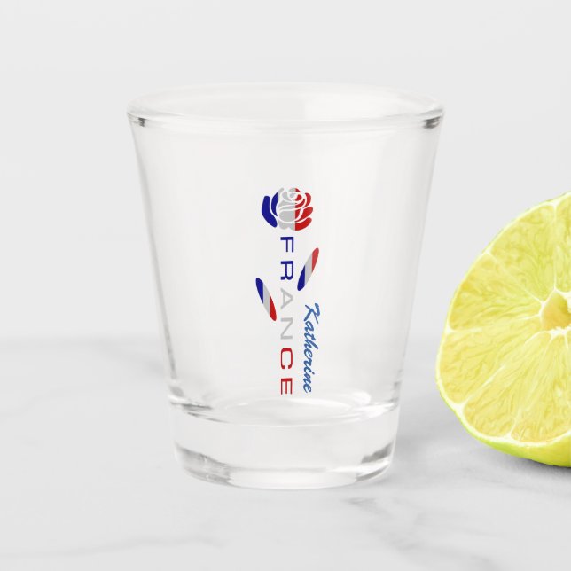 Vaso De Chupito Bandera Personalizada Rosa Francesa (Anverso)