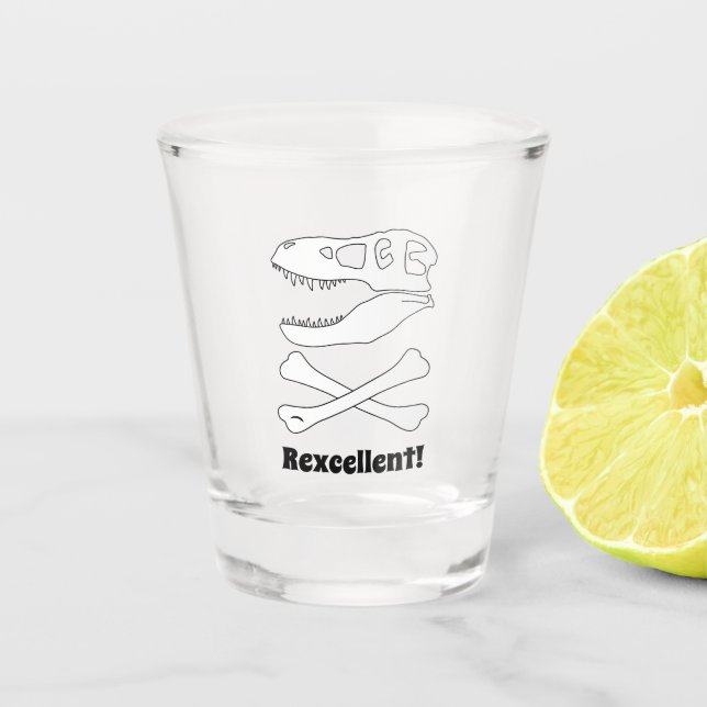 Vaso De Chupito Bandera pirata del cráneo de los dinosaurios T. re (Anverso)