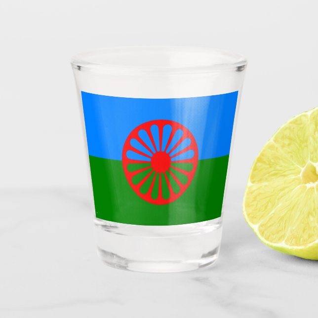 Vaso De Chupito Bandera romaní (Anverso)