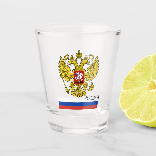 Vaso De Chupito Bandera rusa y país patriota / deporte ruso (Anverso)
