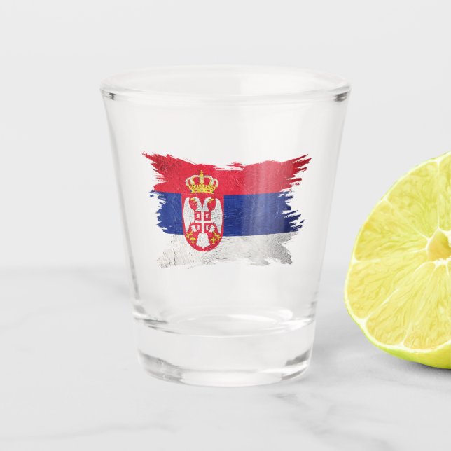 Vaso De Chupito Bandera serbia ondulada, pincel, bandera de Serbia (Anverso)
