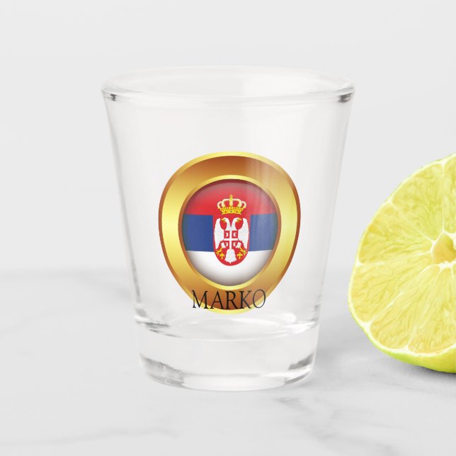 Vaso De Chupito Bandera serbia, patriótica (Anverso)