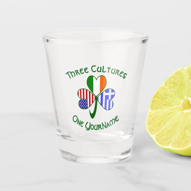 Vaso De Chupito Bandera shamrock griega (Anverso)