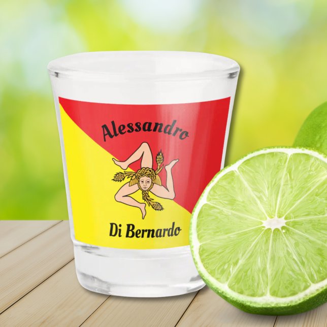 Vaso De Chupito Bandera Sicilia Sicilia simple en negrita (Flag of Sicily Personalized
Shot Glass)