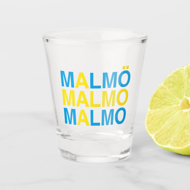 Vaso De Chupito Bandera sueca MALMO (Anverso)
