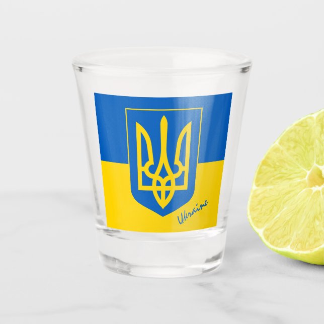 Vaso De Chupito Bandera ucraniana y país patriota/deporte de Ucran (Anverso)
