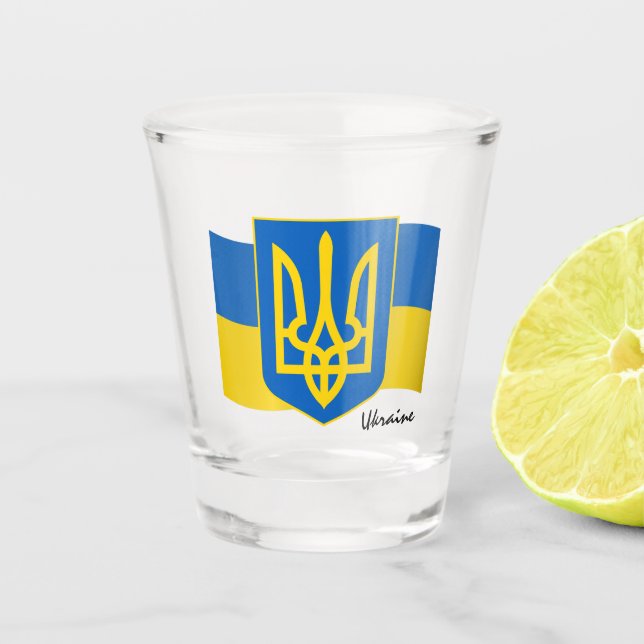 Vaso De Chupito Bandera ucraniana y patriotas ucranianos / deporte (Anverso)