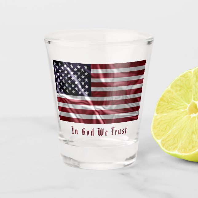 Vaso De Chupito Bandera y lema americanos personalizados, recuerdo (Anverso)