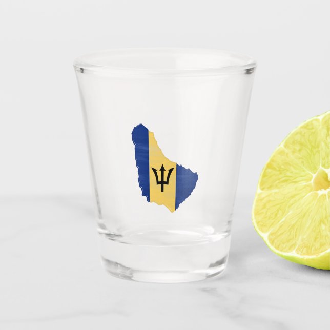 Vaso De Chupito Bandera y mapa de Barbados (Anverso)