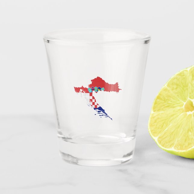 Vaso De Chupito Bandera y mapa de Croacia (Anverso)