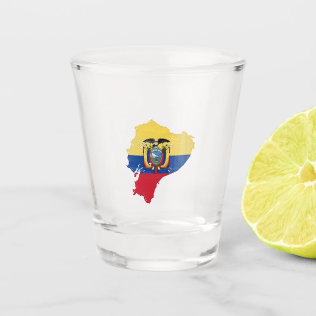 Vaso De Chupito Bandera y mapa de Ecuador (Anverso)