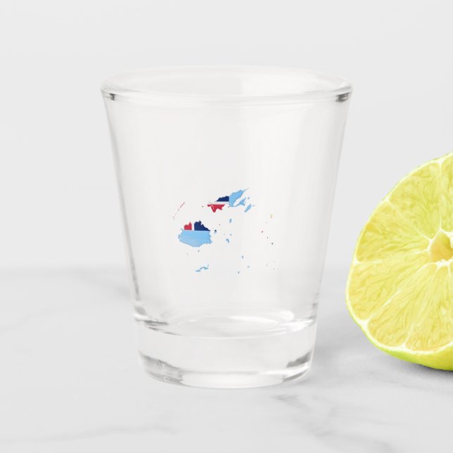 Vaso De Chupito Bandera y mapa de Fiyi (Anverso)