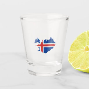 Vaso De Chupito Bandera y mapa de Islandia