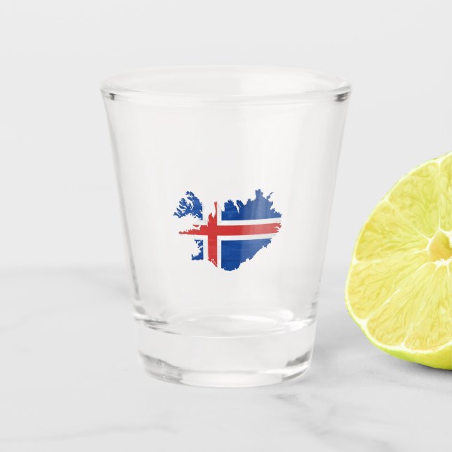 Vaso De Chupito Bandera y mapa de Islandia (Anverso)