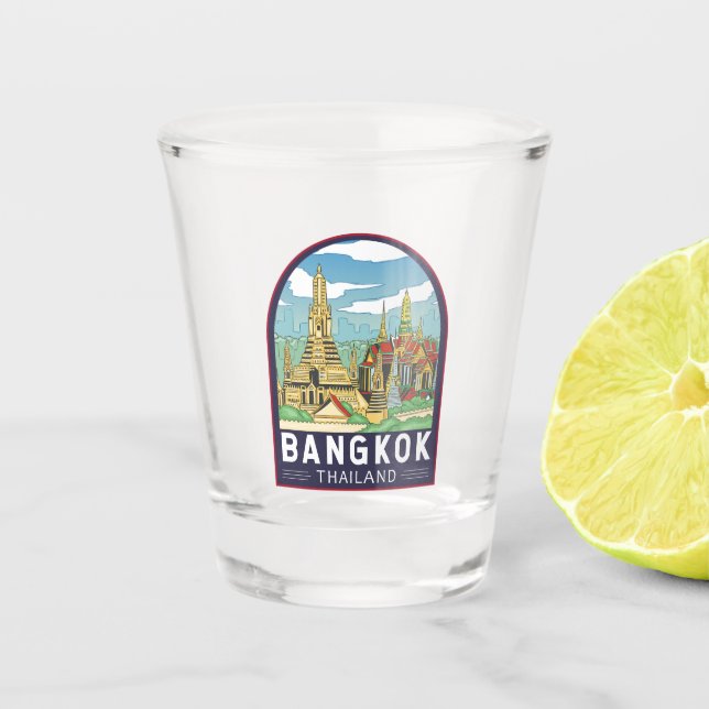 Vaso De Chupito Bangkok Tailandia: El emblema retro de viajes (Anverso)