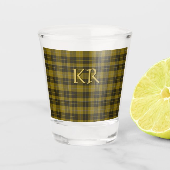 Vaso De Chupito Barclay Tartán con sus iniciales, Scottish Plaid (Anverso)