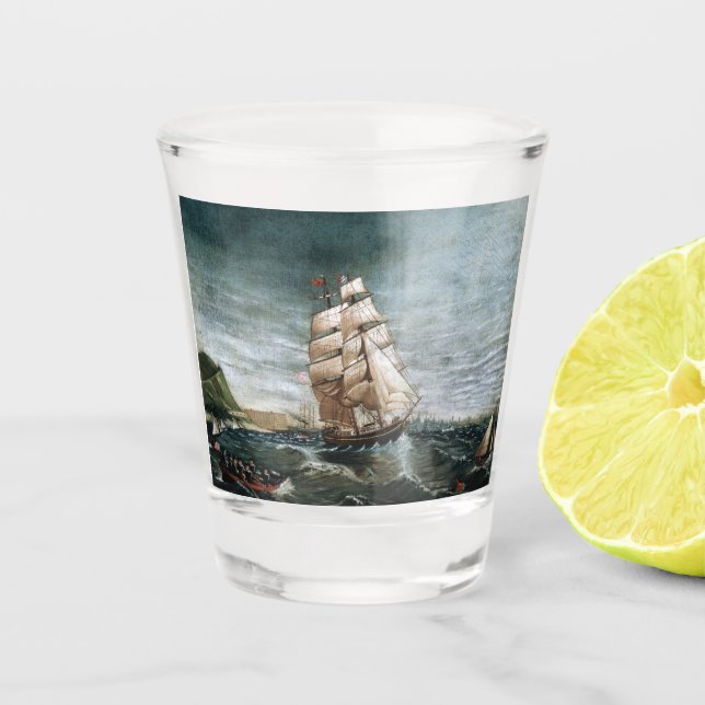 Vaso De Chupito Barco alpino en el puerto de Nueva York en 1890 (Anverso)