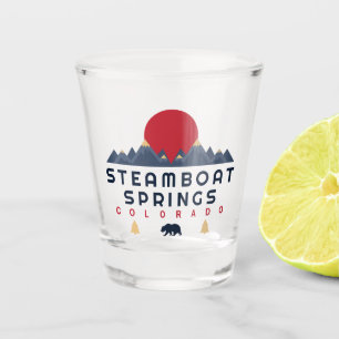 Vaso De Chupito Barco de vapor Springs Colorado Flag Mountain City