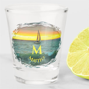 Vaso De Chupito Barco de vela en la bahía de Banderas 0884