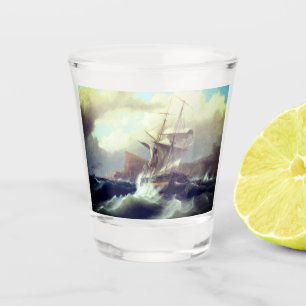 Vaso De Chupito Barco estadounidense en peligro 1841