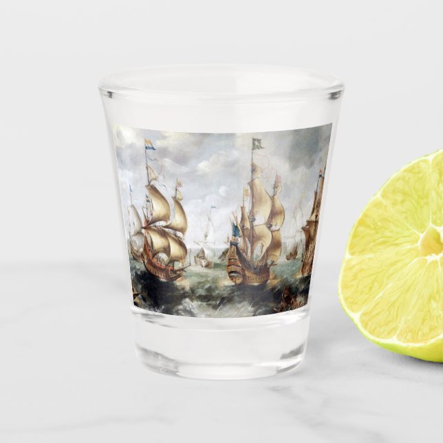 Vaso De Chupito Barcos en el mar 1632 (Anverso)