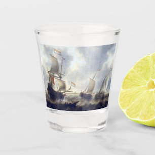 Vaso De Chupito Barcos en el mar 1660s