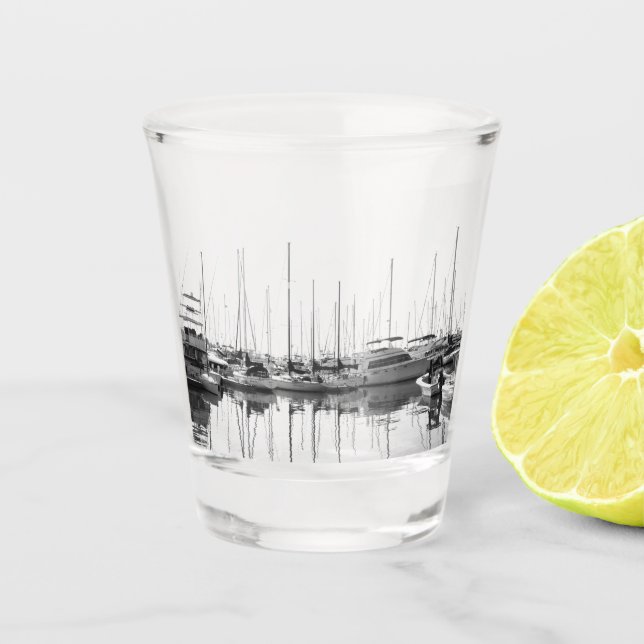 Vaso De Chupito Barcos en el puerto (Anverso)