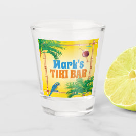 Vaso De Chupito Barra Tiki con loros y bebidas y nombre personaliz