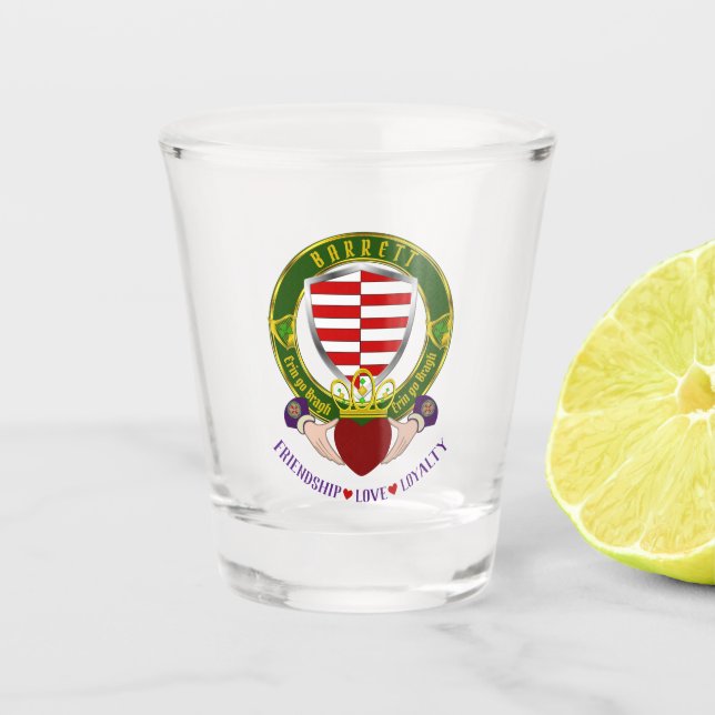 Vaso De Chupito Barrett Irish Shield y Claddagh (Anverso)