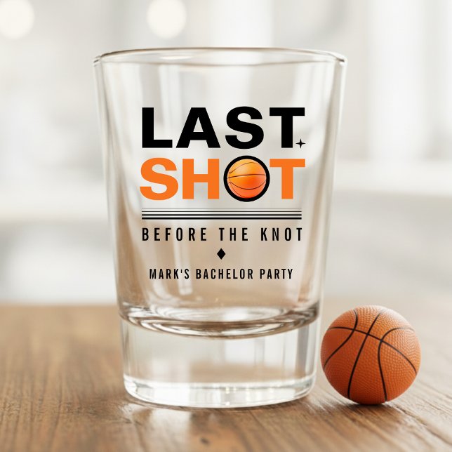 Vaso De Chupito Basketball Bachelor Party Last Shot Orange & White (Subido por el creador)