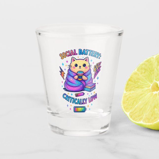 Vaso De Chupito Batería social críticamente... (Anverso)