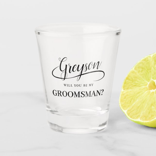 Vaso De Chupito Be My Groomsman Handwriter Calligraphy Swash  (Anverso)