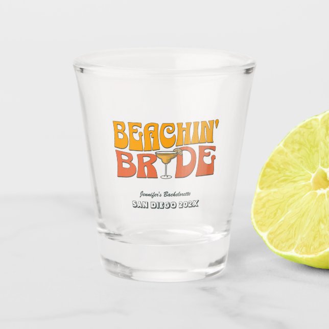 Vaso De Chupito Beach Bachelorette Party Retro Beach Bride (Anverso)